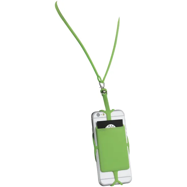 Fort-rock silicone RFID card holder with lanyard - Bullet Lime