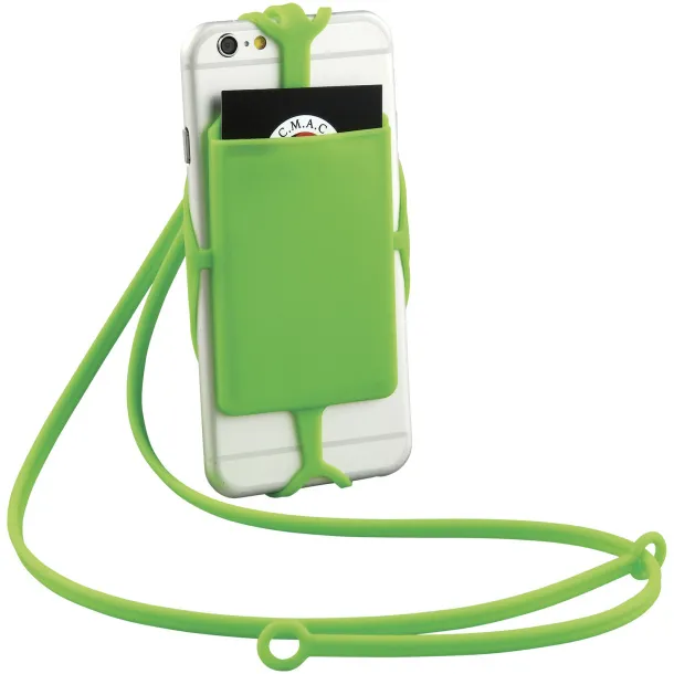 Fort-rock silicone RFID card holder with lanyard - Bullet Lime