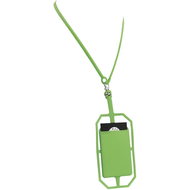 Fort-rock silicone RFID card holder with lanyard - Bullet Lime