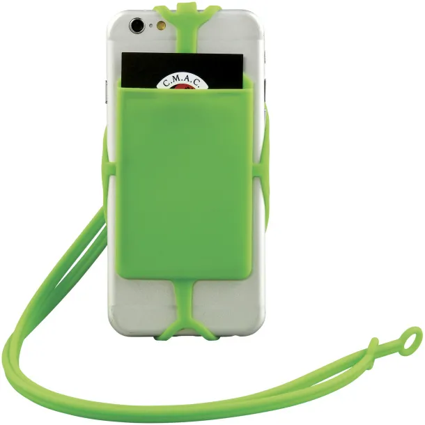 Fort-rock silicone RFID card holder with lanyard - Bullet Lime