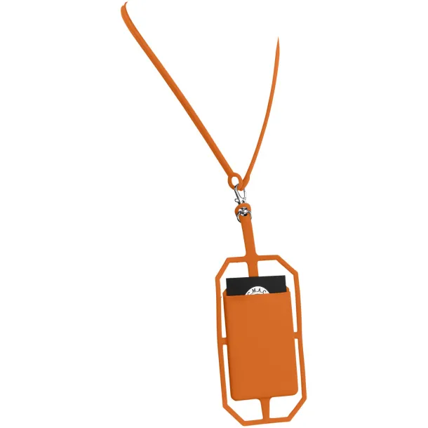 Fort-rock silicone RFID card holder with lanyard - Bullet Orange