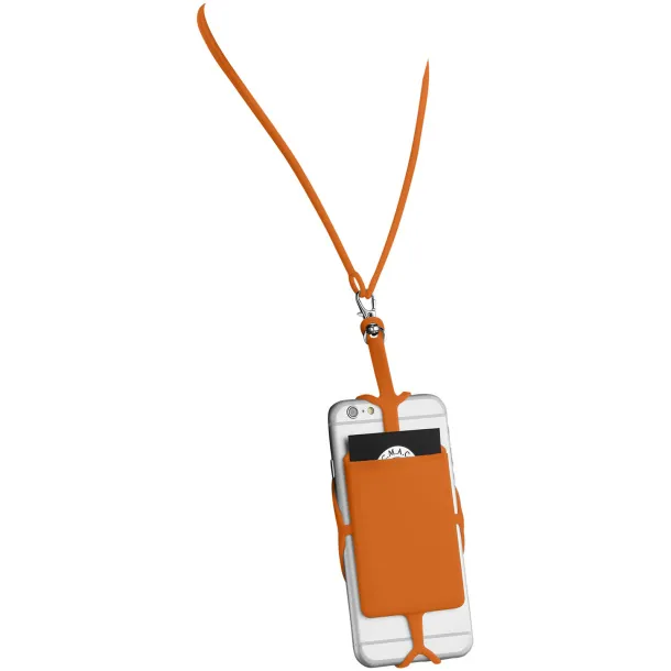 Fort-rock silicone RFID card holder with lanyard - Bullet Orange