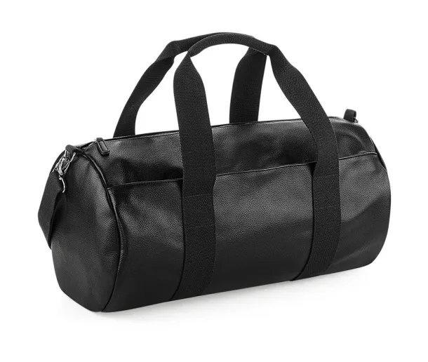  Faux Leather Barrel Bag - Bagbase Black