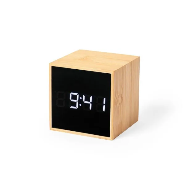  Bamboo desk clock, alarm light brown