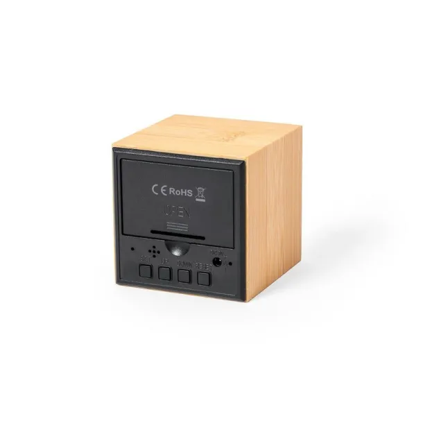  Bamboo desk clock, alarm light brown
