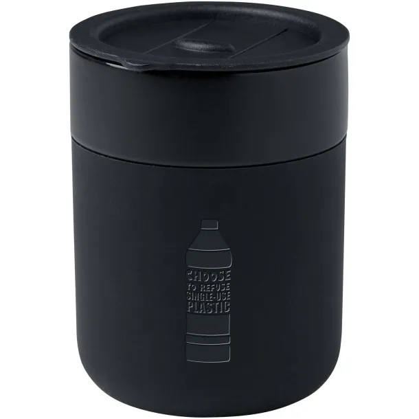 Java 330 ml ceramic tumbler with silicone wrap and plastic lid Solid black