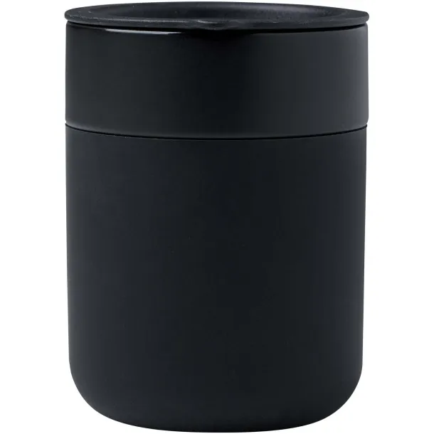 Java 330 ml ceramic tumbler with silicone wrap and plastic lid Solid black