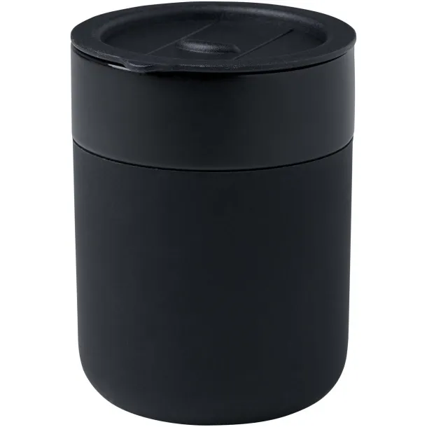 Java 330 ml ceramic tumbler with silicone wrap and plastic lid Solid black