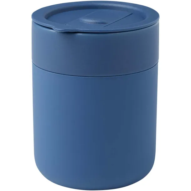 Java 330 ml ceramic tumbler with silicone wrap and plastic lid Blue