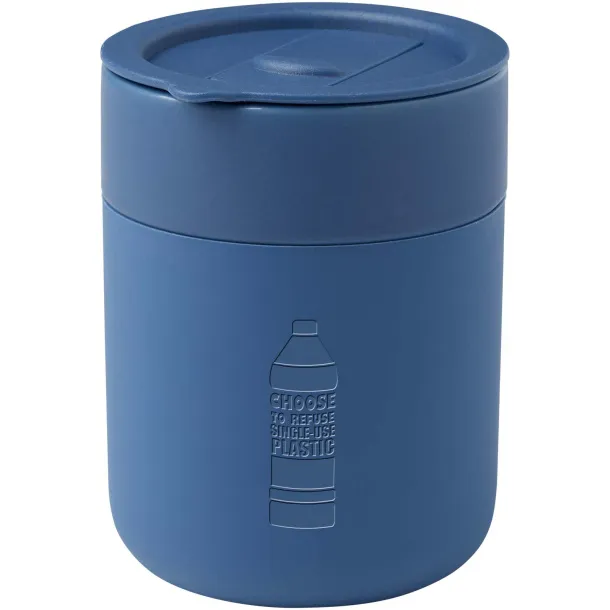 Java 330 ml ceramic tumbler with silicone wrap and plastic lid Blue