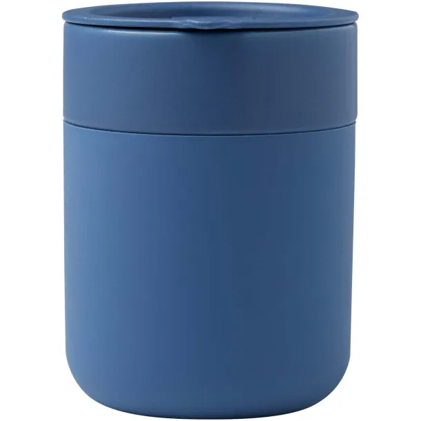 Java 330 ml ceramic tumbler with silicone wrap and plastic lid Blue