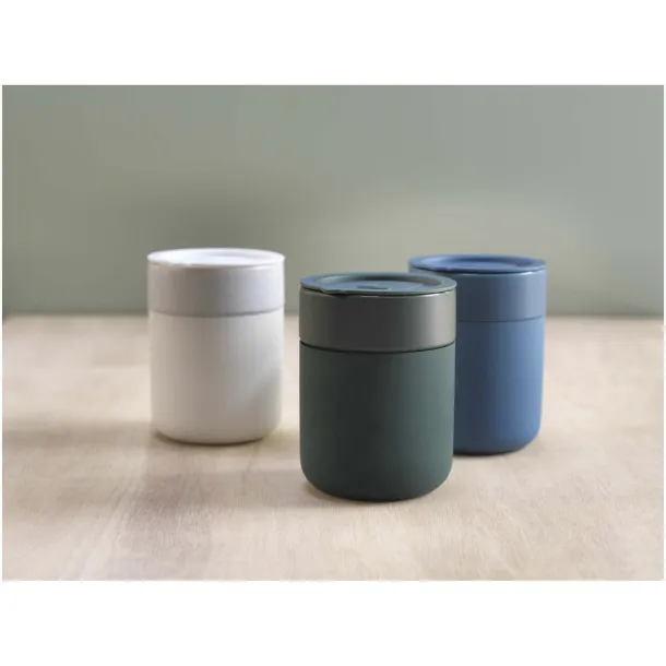 Java 330 ml ceramic tumbler with silicone wrap and plastic lid Blue