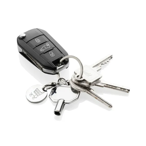  RCS recycled zinc alloy radiator key keychain with coin - XD Collection Silver 