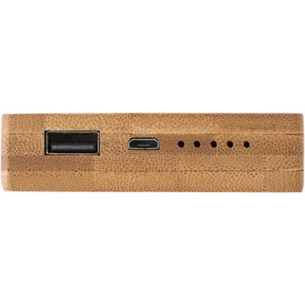  Bežična prijenosna baterija 6000 mAh, bežični punjač 5W od bambusa brown