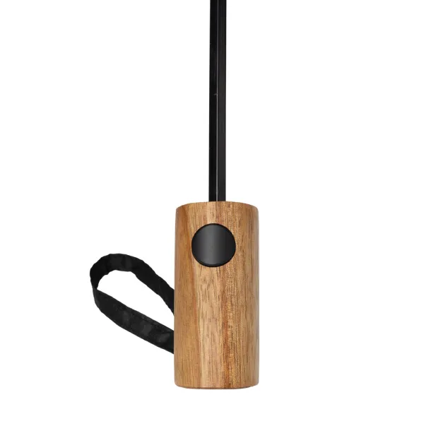 Kaycey 21" AWARE™ RPET mini kišobran od bagremovog drva s automatskim otvaranjem - XD Collection Crna 