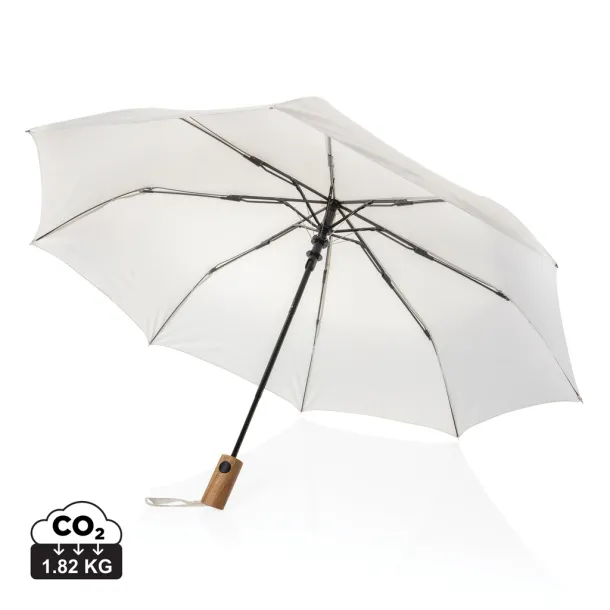 Kaycey 21" AWARE™ RPET mini kišobran od bagremovog drva s automatskim otvaranjem - XD Collection beige