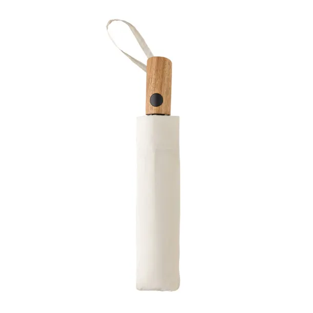 Kaycey 21" AWARE™ RPET mini kišobran od bagremovog drva s automatskim otvaranjem - XD Collection beige