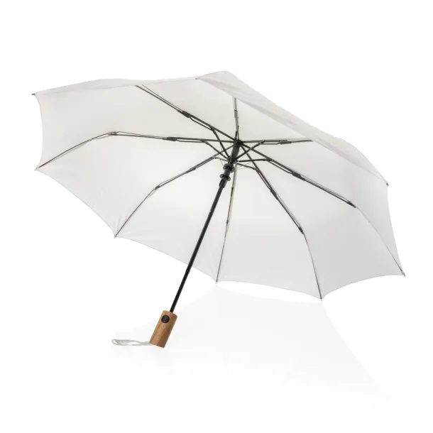 Kaycey 21" AWARE™ RPET Acacia wood mini auto open umbrella - XD Collection beige