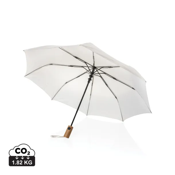 Kaycey 21" AWARE™ RPET mini kišobran od bagremovog drva s automatskim otvaranjem - XD Collection beige