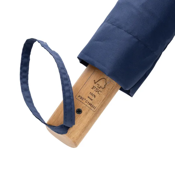 Kaycey 21" AWARE™ RPET mini kišobran od bagremovog drva s automatskim otvaranjem - XD Collection navy 
