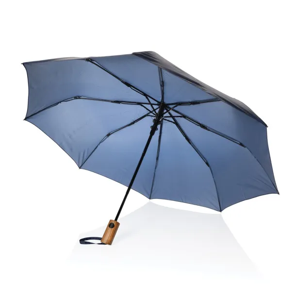 Kaycey 21" AWARE™ RPET mini kišobran od bagremovog drva s automatskim otvaranjem - XD Collection navy 