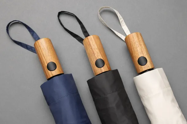 Kaycey 21" AWARE™ RPET mini kišobran od bagremovog drva s automatskim otvaranjem - XD Collection navy 