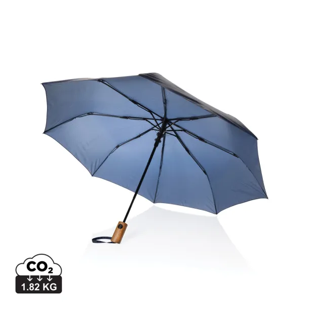 Kaycey 21" AWARE™ RPET mini kišobran od bagremovog drva s automatskim otvaranjem - XD Collection navy 