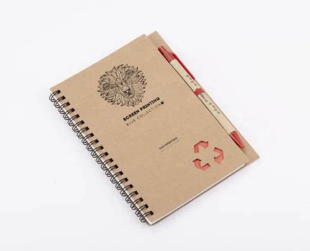 SERENO Notebook with pen - Bella+Canvas Crvena