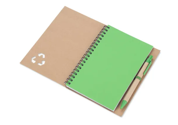 SERENO Notebook with pen - Bella+Canvas Zelena