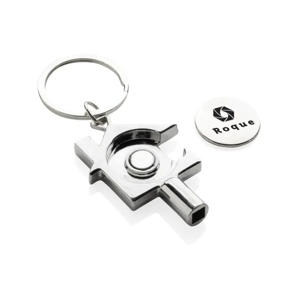  RCS recycled zinc alloy 3 in 1 keychain - XD Collection Silver 