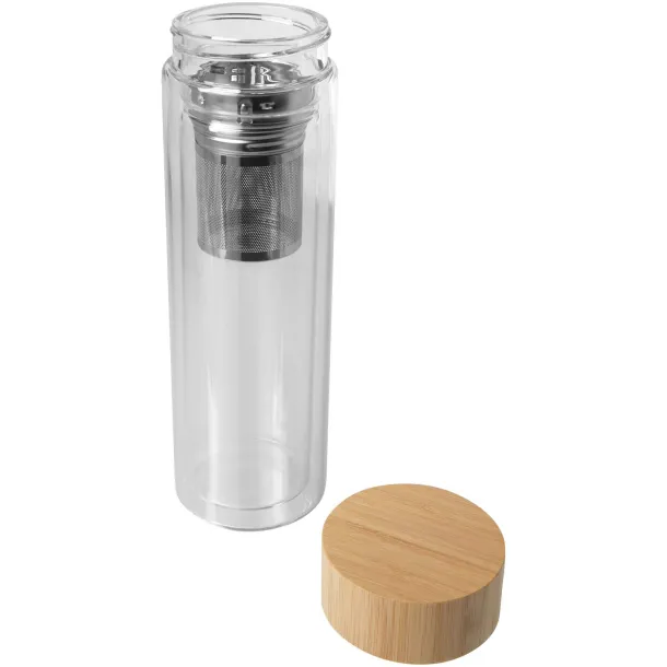 Bailey boca od borosilikatnog stakla s poklopcem od bambusa i infuzorom, 400 ml Bijela