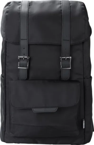 Marlowe rPET (290T) polyester twill flap backpack black