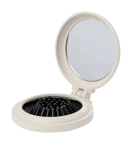 Webrush mirror with hairbrush Natural