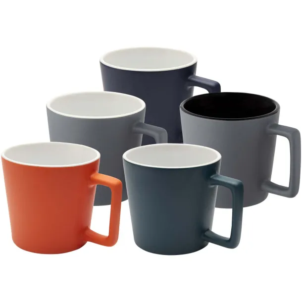 Cali 370 ml ceramic mug with matt finish Solid black Grey