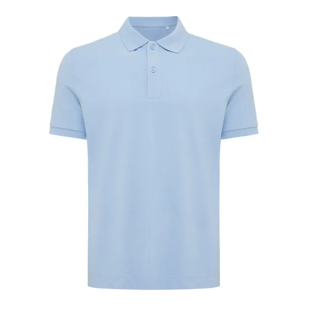  Iqoniq Yosemite recycled cotton pique polo, heather grey - iqoniq blue 