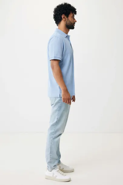  Iqoniq Yosemite recycled cotton pique polo, heather grey - iqoniq blue 