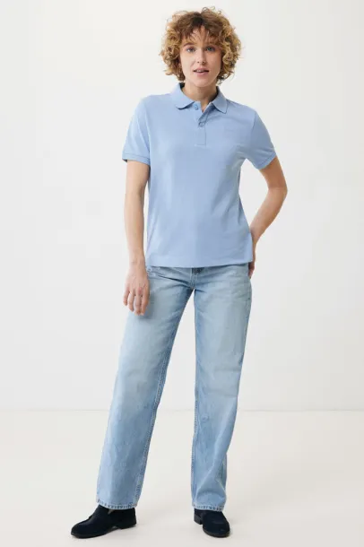  Iqoniq Yosemite recycled cotton pique polo, heather grey - iqoniq blue 