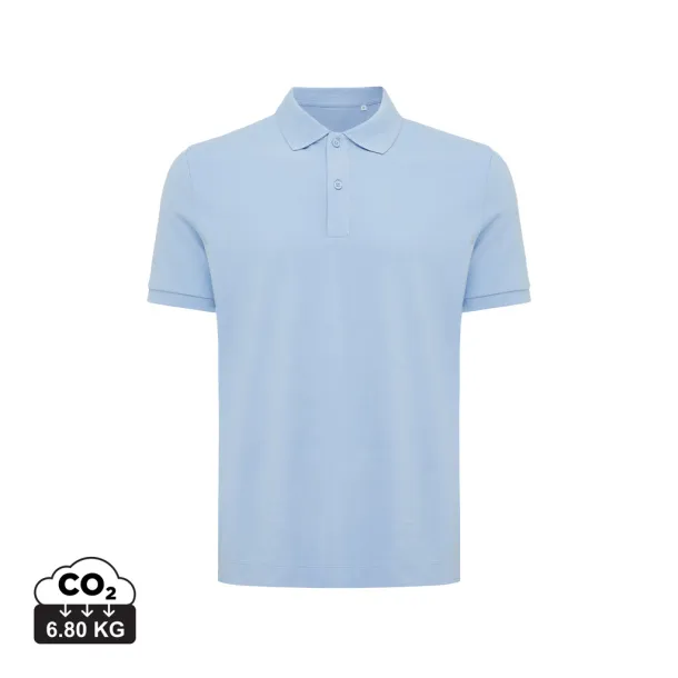  Iqoniq Yosemite recycled cotton pique polo, heather grey - iqoniq blue 