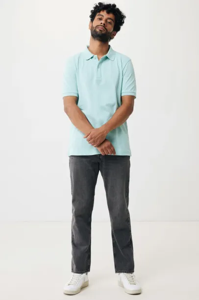  Iqoniq Yosemite recycled cotton pique polo, heather grey - iqoniq crushed mint 