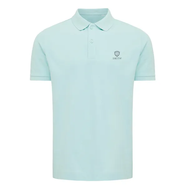  Iqoniq Yosemite recycled cotton pique polo, heather grey - iqoniq crushed mint 