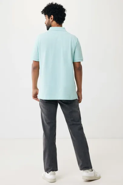  Iqoniq Yosemite recycled cotton pique polo, heather grey - iqoniq crushed mint 