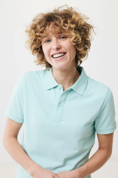  Iqoniq Yosemite recycled cotton pique polo, heather grey - iqoniq crushed mint 