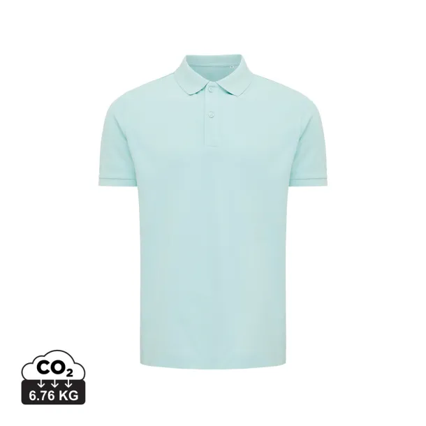  Iqoniq Yosemite recycled cotton pique polo, heather grey - iqoniq crushed mint 