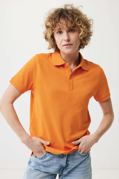  Iqoniq Yosemite recycled cotton pique polo, heather grey - iqoniq orange 