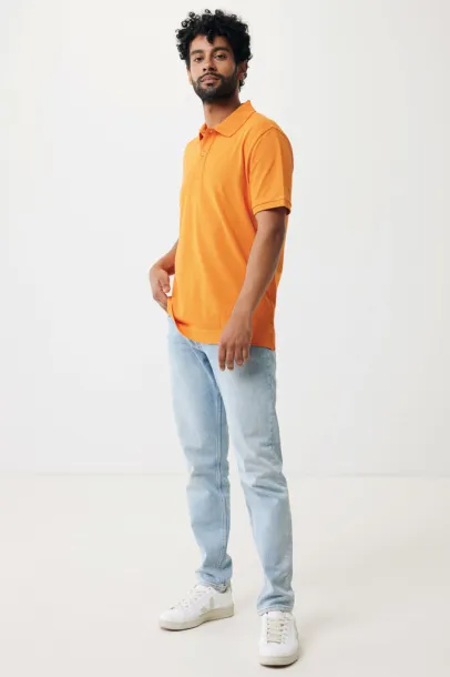  Iqoniq Yosemite recycled cotton pique polo, heather grey - iqoniq orange 