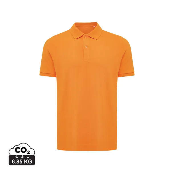  Iqoniq Yosemite recycled cotton pique polo, heather grey - iqoniq orange 