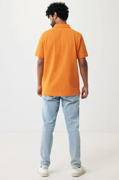  Iqoniq Yosemite recycled cotton pique polo, heather grey - iqoniq orange 