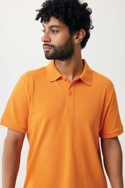  Iqoniq Yosemite recycled cotton pique polo, heather grey - iqoniq orange 