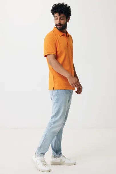  Iqoniq Yosemite recycled cotton pique polo, heather grey - iqoniq orange 