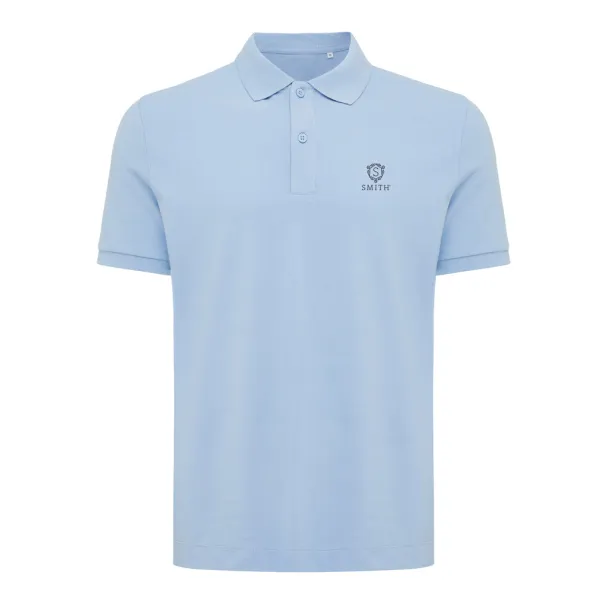  Iqoniq Yosemite recycled cotton pique polo, heather grey - iqoniq blue 